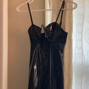 Black pvc Plastic cleavage dress